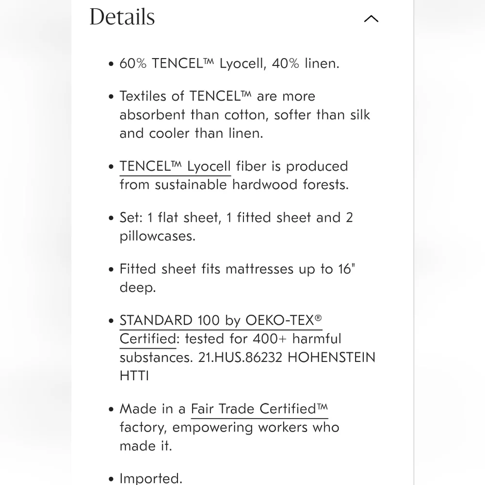West Elm Signature Tencel Linen Sheet Set, Queen, Sand, Retail $249.00 USD